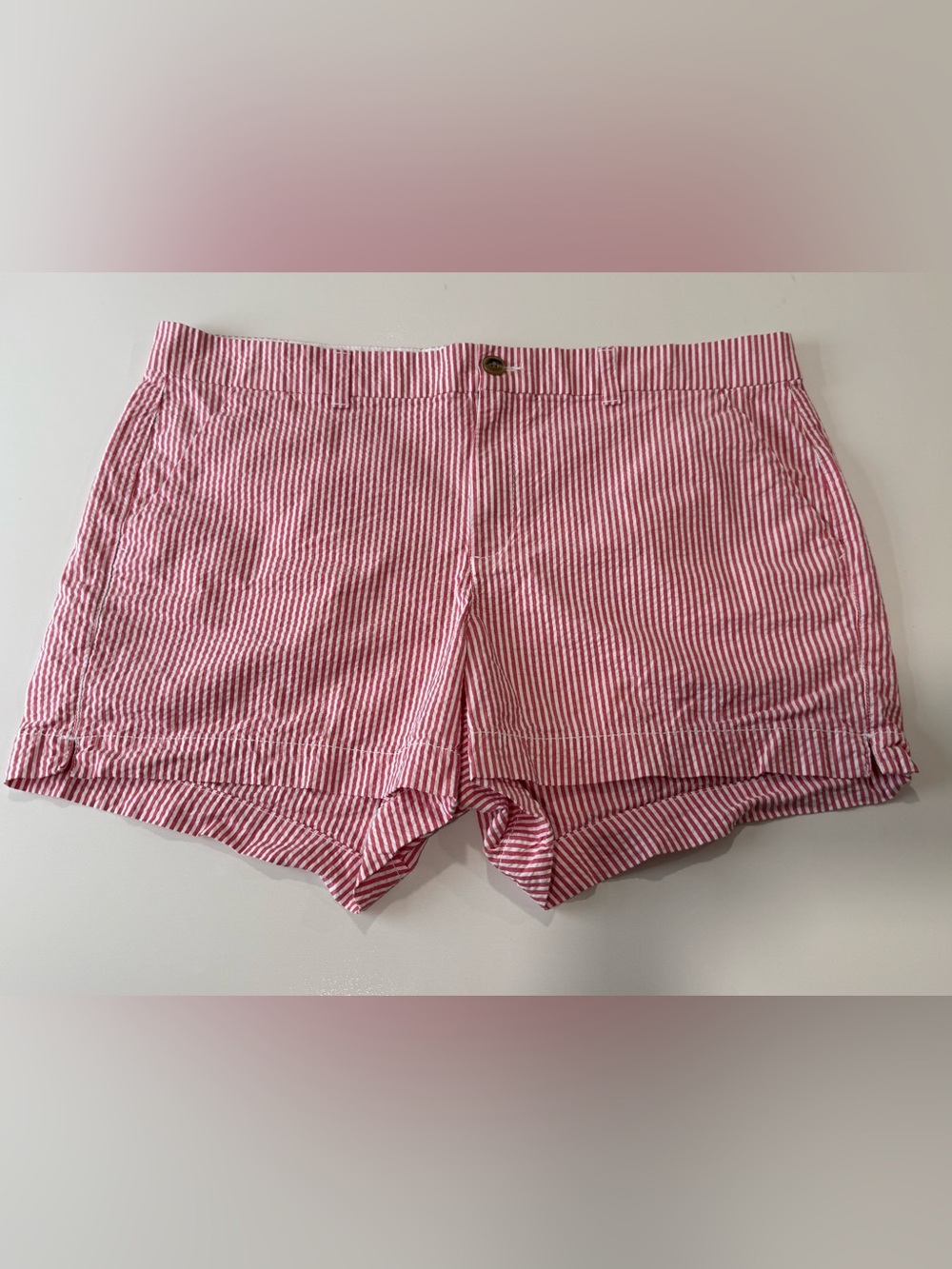 Gap Shorts Womens size 16 Red White Striped Seersucker Pockets